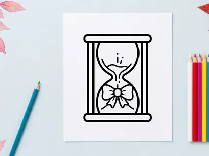 Hourglass with spooky floral skull design. Vintage Halloween timepiece symbolizing mortality and seasonal decor.