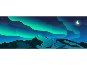 Aurora borealis phenomenon flat color vector illustration preview picture