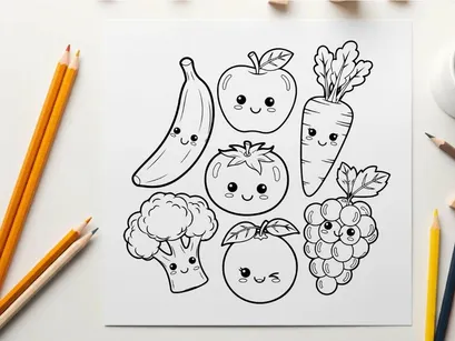 Cute fruit characters smiling vector illustration flat design