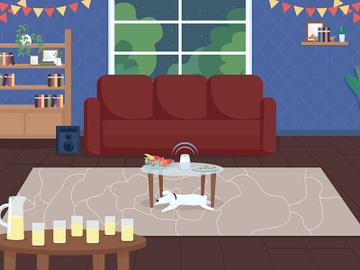 House party flat color vector illustration preview picture