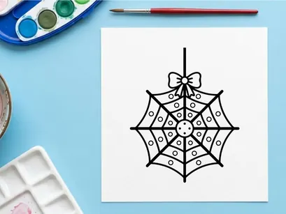 Handgezeichneter Halloween-Diamant-Schneeflockenschmuck. Vintage-Stil-Holiday-Papierausschnitt mit Spinnweben- und Perlenakzenten.