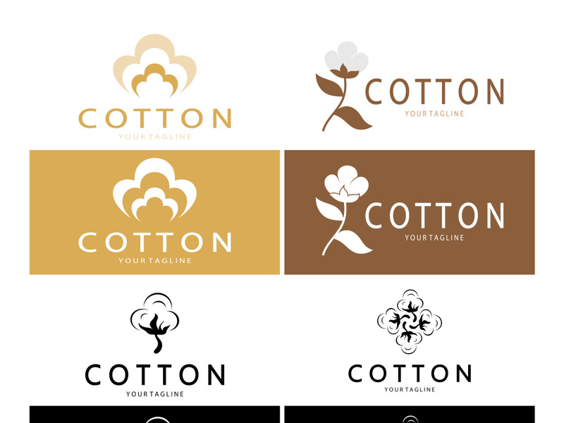 Soft natural organic cotton flower plant logo for cotton plantations, industries,business,textile,clothing and beauty,vector