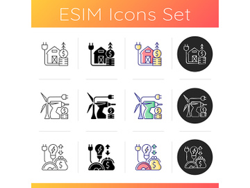Electrical energy purchase icons set preview picture