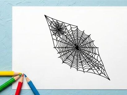 Jaring Laba-laba Rumit dengan Tetesan Embun untuk Tema Halloween atau Alam