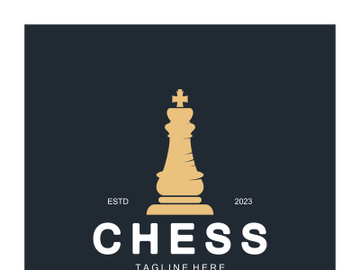 Chess strategy game logo with horse, king, pawn, minister and rook. Logo for chess tournament, chess team, chess championship, chess game application. preview picture