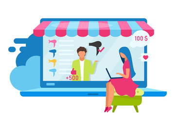 Online shopping flat vector illustration preview picture