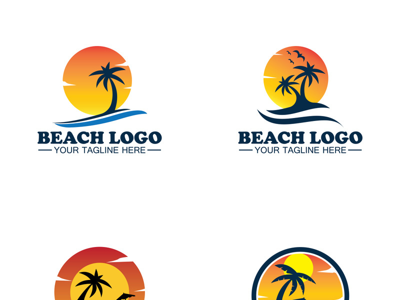 Beach logo design Vector template