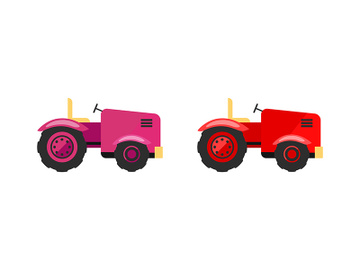 Tractors flat color vector objects set preview picture