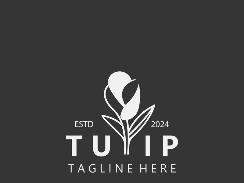 Tulip Flower bud logo with leaves design, suitable for fashion, beauty spa and boutique emblem business