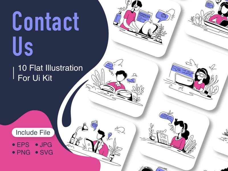 Flat Illustration Contact Us