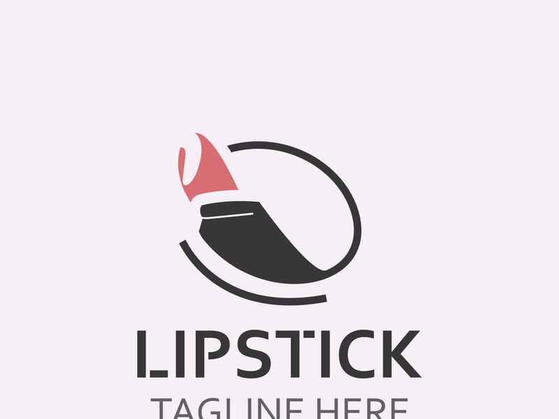 Lipstick logo design for makeup fashion shop and beauty vector cosmetic design template
