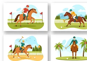 13 Polo Horse Sports Player Illustration
