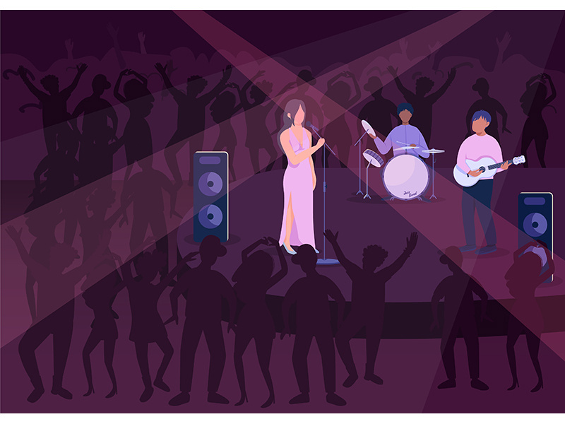 Night club party flat color vector illustration