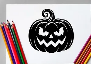 Spooky Halloween Pumpkin with Menacing Face for Fall Decor