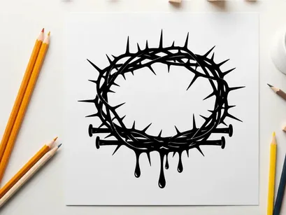 Silhouette of a crown of thorns with nails