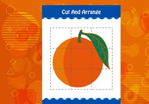 10 Pages Cut and arrange with a fruit worksheet for kids. Educational game for children