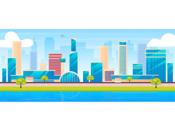 City skyline flat color vector illustration preview picture