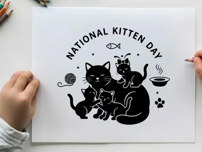 National Kitten Day Family Cats Vector