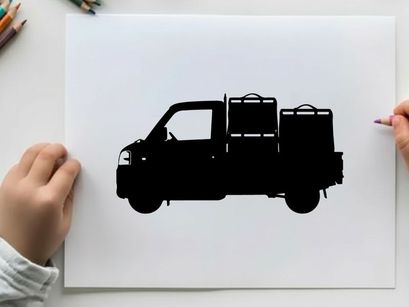 Silhouette of a delivery van with cargo