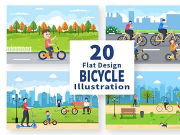 20 Bicycle and Scooter Sport Flat Illustration preview picture
