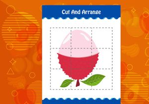 10 Pages Cut and arrange with a fruit worksheet for kids. Educational game for children