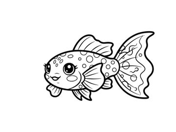 Cute cartoon fish swimming vector illustration flat design preview picture