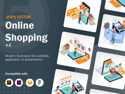 Online Shopping Illustration v1
