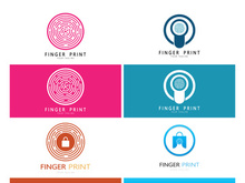 simple flat fingerprint logo,for security,identification,badge,emblem,business card,digital,vector