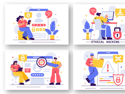 10 Cybersecurity Ethical Hacking Illustration