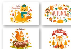 21 Panoramic Autumn Vector Illustration