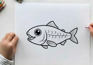 Smiling salmon fish swimming vector illustration flat design