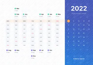 One Page Calendar UI for 2022