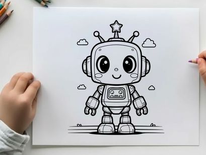 Cute robot mascot smiling happy vector illustration flat design