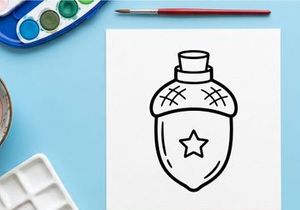 Halloween perfume bottle with star and stitches design. Spooky cosmetic container for gothic beauty and witchy skincare products.
