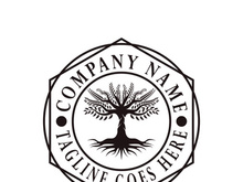 Root Leaf Family Tree of Life Oak Banyan Maple Stamp Seal Emblem Label logo design vector