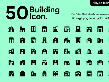 50 Building Glyph Icon preview picture