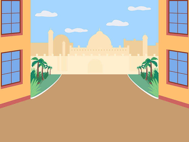 Indian plaza flat color vector illustration