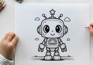 Cute robot mascot smiling happy vector illustration flat design