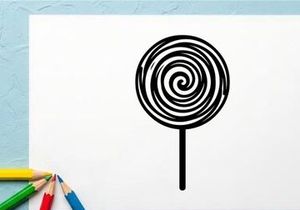 Black and White Spiral Lollipop on Stick for Candy and Confectionery