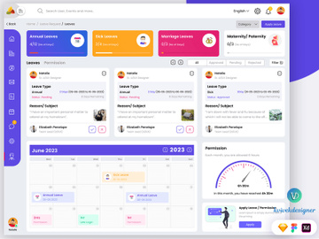 Admin Leave Management Page Web UI Template preview picture
