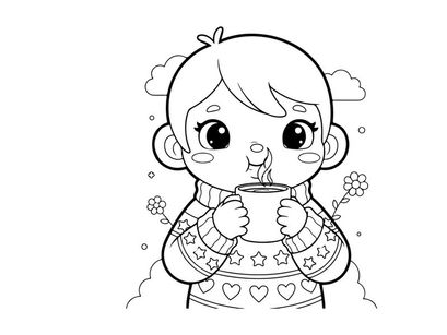 Cute girl drinking coffee vector illustration flat design
