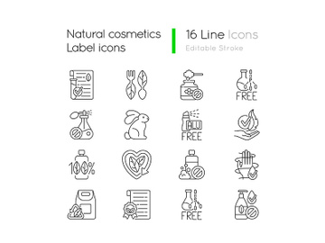 Natural cosmetic linear icons set preview picture