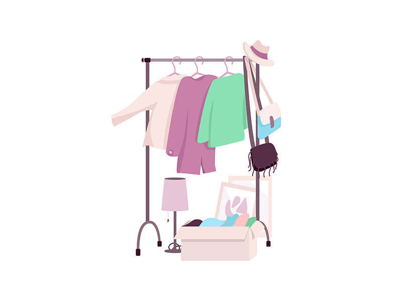 Clothes rack flat color vector object