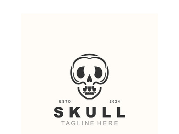 Skull skeleton logo vintage template idea on white background preview picture
