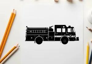 Fire truck silhouette profile view