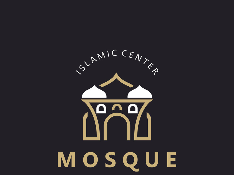 Mosque Logo design, simple islamic architecture, emblem symbol islamic center vector template