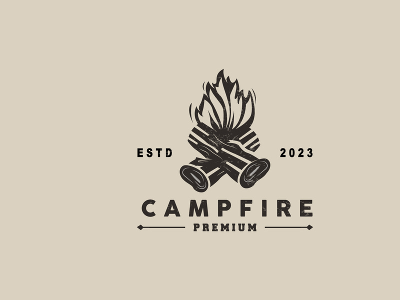 Campfire Logo Design, Bonfire Vector, Adventure Camp Outdoor