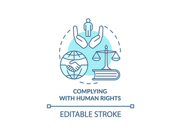 Complying with human rights turquoise concept icon preview picture