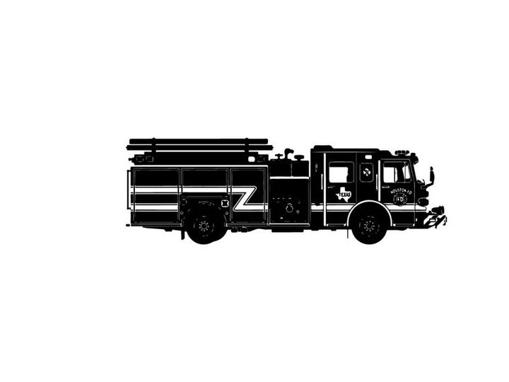 Silhouette of a fire truck vehicle emergency response