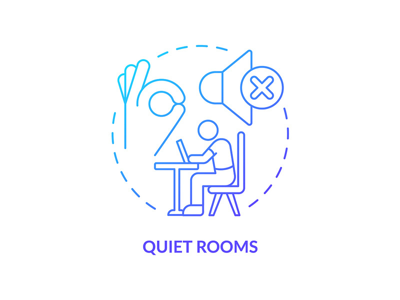 Quiet rooms blue gradient concept icon
